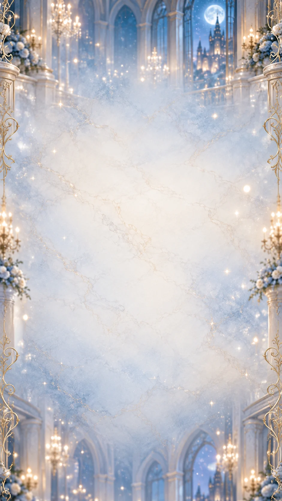 Salón de ensueño azul con detalles dorados